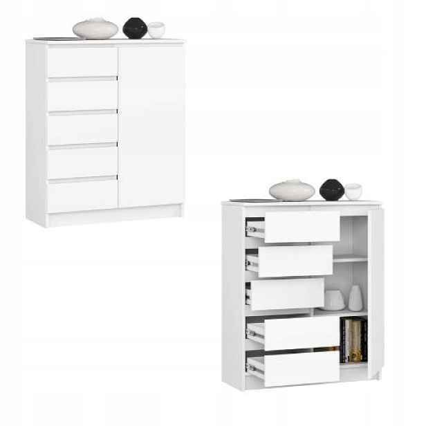 Komoda skříňka K80 1D 5SZ bílá Akd