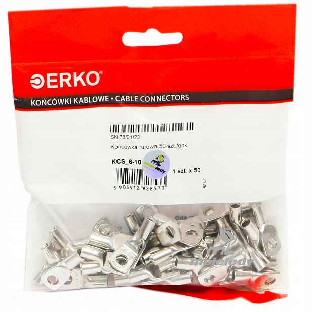 Očková kabelová koncovka Cu 10 mm M6 50 Ks Erko Kcs