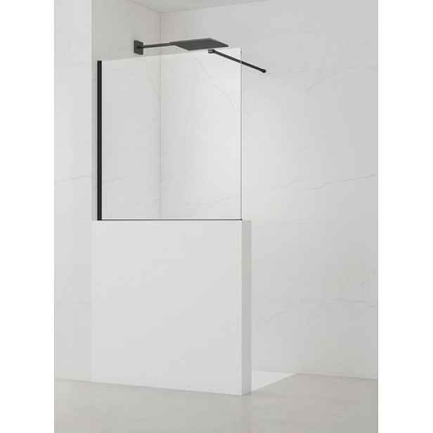 Sprchová zástěna SAT Walk-in 110x100 cm na sníženou příčku černá SATBWIS110PRC
