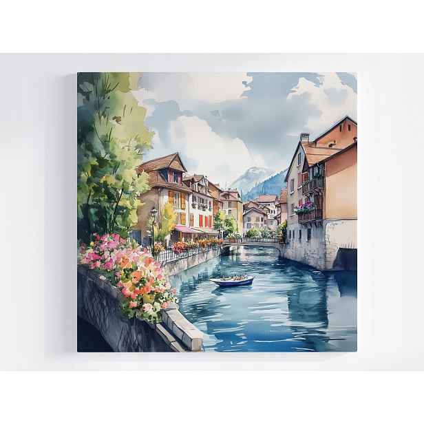 Obraz Na Plátně Canvas Městečko Francie Starověký Kanál Hory Alpy 50x50