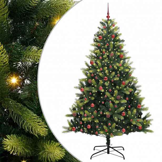vidaXL Umělý skládací vánoční stromeček 300 LED Zelená 210 cm PVC a PE