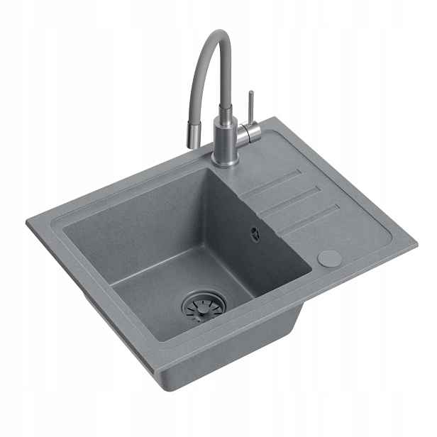 Quadron Ben 116 Granitový dřez Baterie 1 Komora 55x44 cm Šedá/Šedá