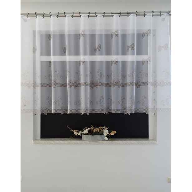 Mg markýzová záclona Kokardki Bílá Béžová AD14 300x155 cm obšitá páskou