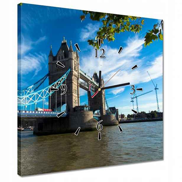 Nástěnné hodiny 40x40 Tower Bridge s oblohou