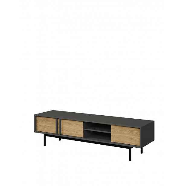 Nízký TV stolek 160 cm na nožičkách (Reg9 Alsy antracit/dub olejovaný)
