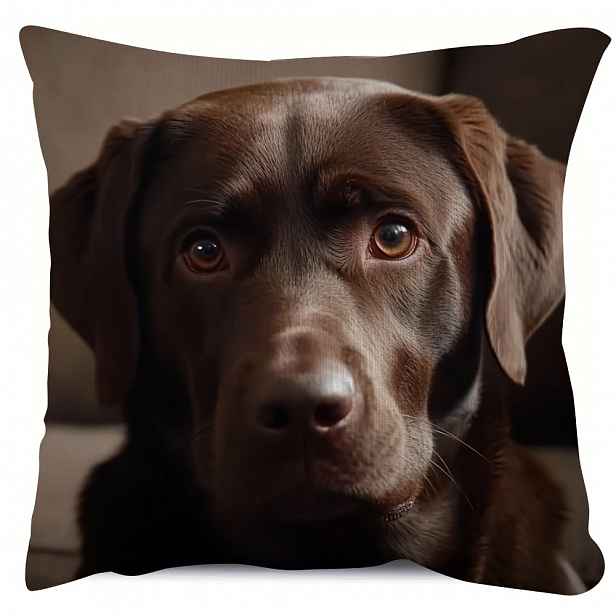 TEMU 1 kus potah na polštář, oboustranný, 18x18 palců, Labrador s hnědýma očima, vhodný pro pohovky, židle, postele, auta, obývací pokoje, bez