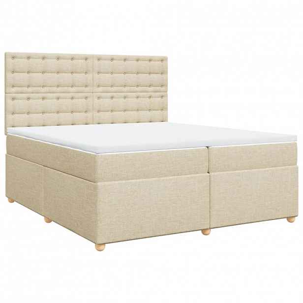 vidaXL Box spring postel s matrací krémová 200x200 cm textil