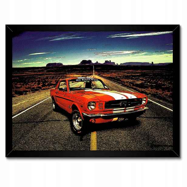 Plakáty v rámu 40x30 Červený Ford Mustang