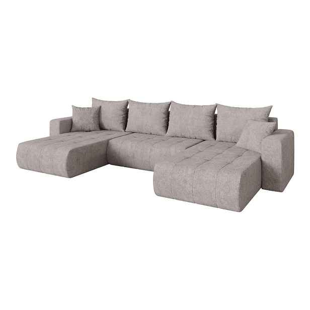 ALTDECOR SEDACÍ SOUPRAVA DO U s funkcí spaní a úložným prostorem MILA-U 378x194x86 světle šedá velur