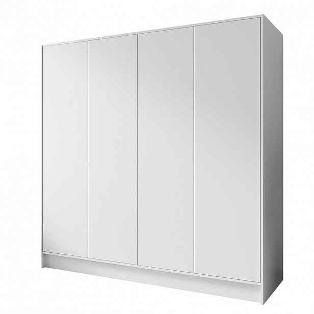 Beautysofa ŠATNÍ skříň Gava se čtyřmi hladkými dveřmi, 200 cm, bílá