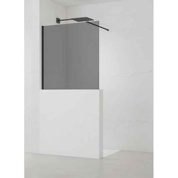 Sprchová zástěna SAT Walk-in 120x100 cm na sníženou příčku černá SATBWIS120KSPRC