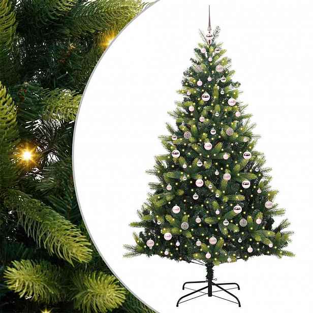 vidaXL Umělý skládací vánoční stromeček 300 LED Zelená 210 cm PVC a PE