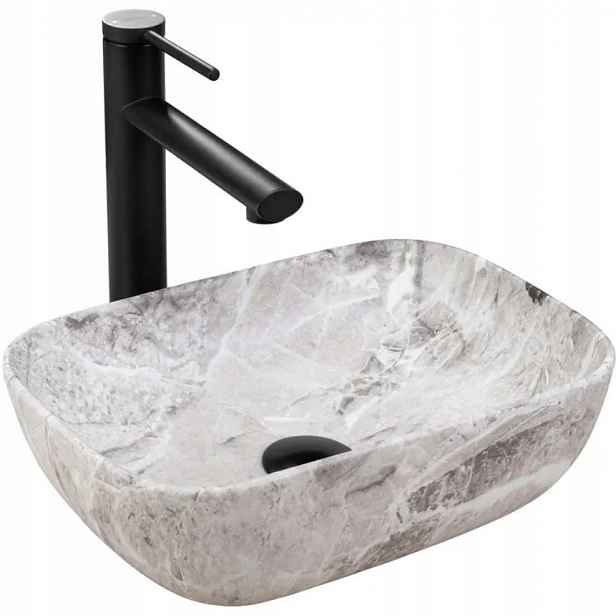 Keramická umyvadlová deska Rea Belinda Mini stone mat, imitace kamene