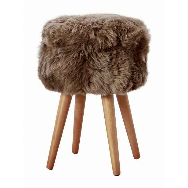 Stolička s tmavě hnědým sedákem z ovčí kožešiny Native Natural, ⌀ 30 cm