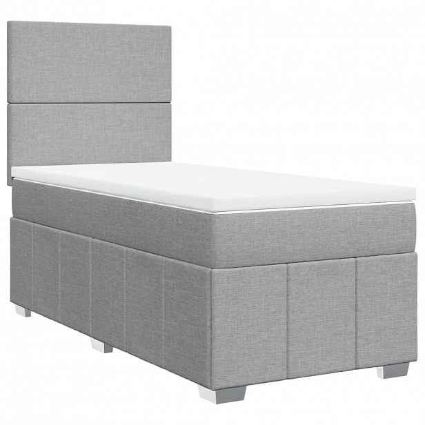 vidaXL Box spring postel s matrací světle šedá 80 x 200 cm textil