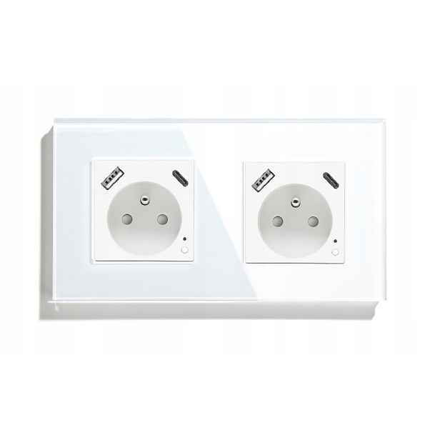 Elektrická Zásuvka Usb A+c 20 W Wifi Skleněná Pro Měření Energie Tuya