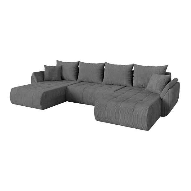 ALTDECOR SEDACÍ SOUPRAVA DO U s funkcí spaní a úložným prostorem TOKO-U 378x194x86 tmavě šedá manšestr