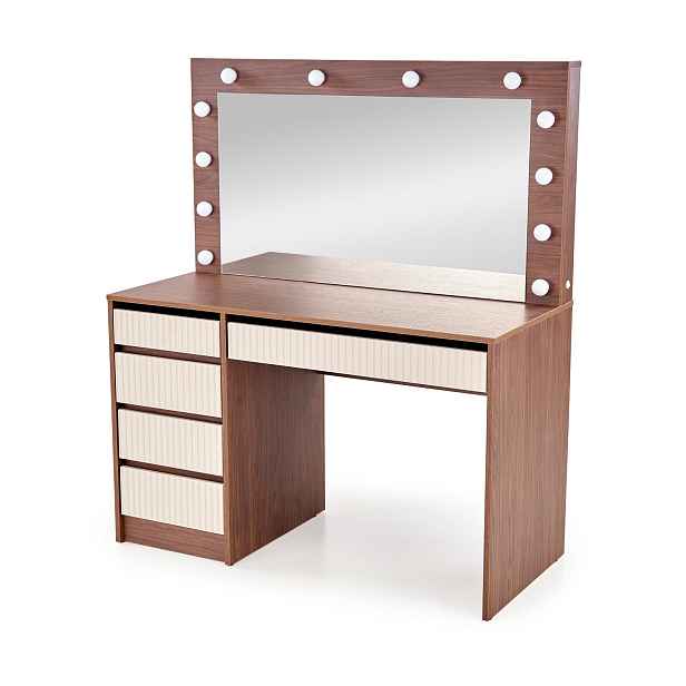 HALMAR Toaletní stolek HOLLYWOOD 2XL s LED osvětlením 120 cm kašmírový/ořech