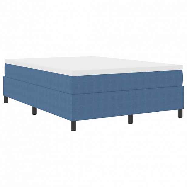 vidaXL Postel s boxspringem Modrá a bílá 140 x 200 cm Žebrovaná látka
