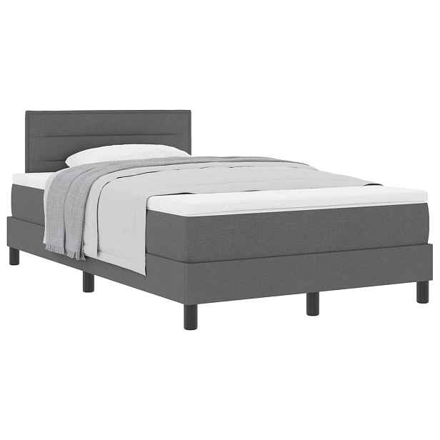 vidaXL Postel s boxspringem s čelo Tmavě šedá 120 x 190 cm textil