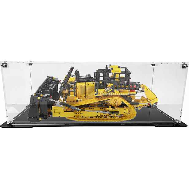 Vitrína s černým podstavcem pro stavebnici Lego 42131 Technic buldozer Cat D11