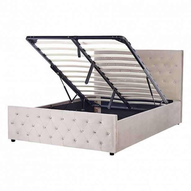 Beliani POSTEL s úložným prostorem 140/200 cm Taupe Amiens