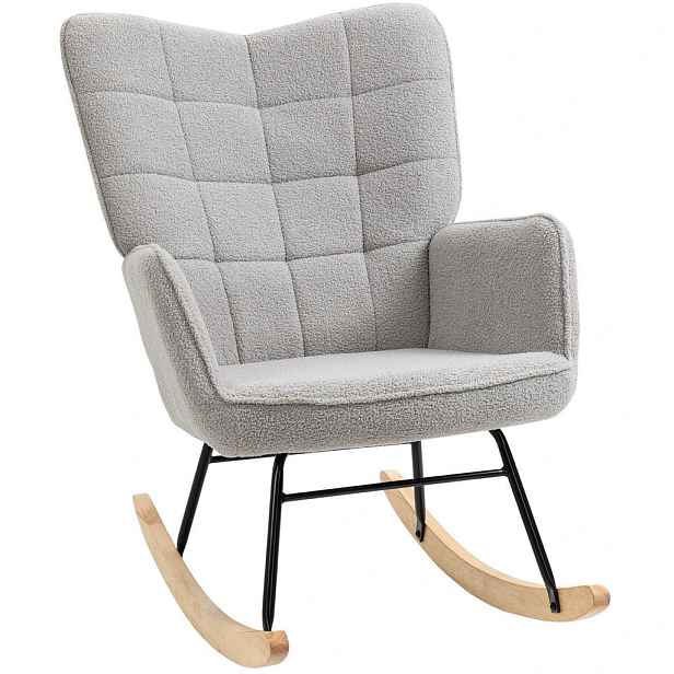 OKWISH HOUPACÍ křeslo 71/92/101 cm světle šedé z polyesteru s vysokým opěradlem