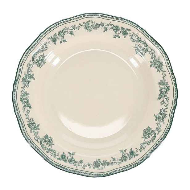 Zelený/slonovinový hluboký  porcelánový talíř ø 23 cm Cyril – S|P Collection