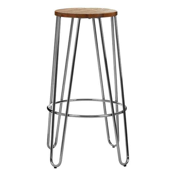 Barová stolička z jilmového dřeva ve stříbrné barvě/v přírodní barvě (výška sedáku 75 cm) District – Premier Housewares