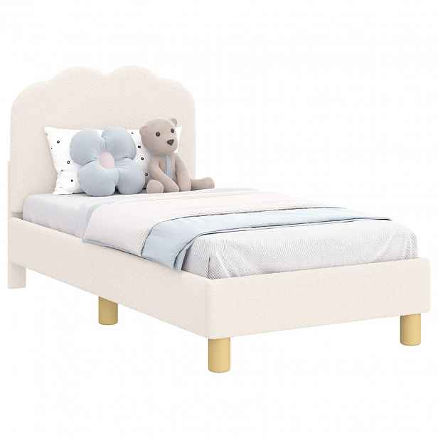 vidaXL Rám postele pro batole s čelem Krémová 70 x 140 cm Bouclé