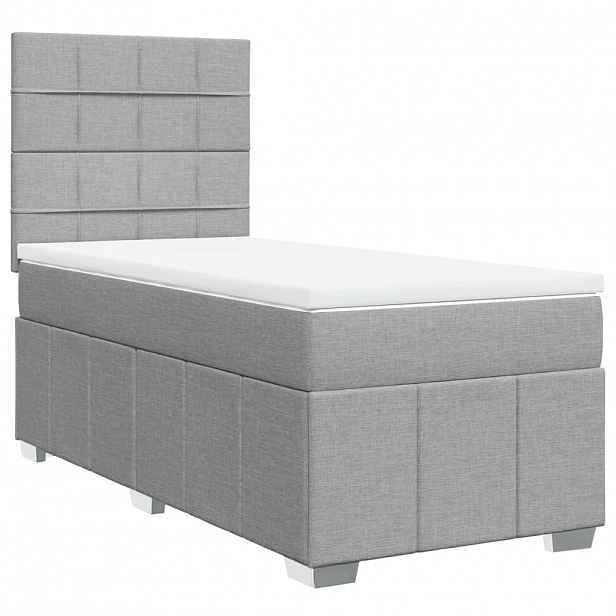 vidaXL Box spring postel s matrací světle šedá 80 x 200 cm textil