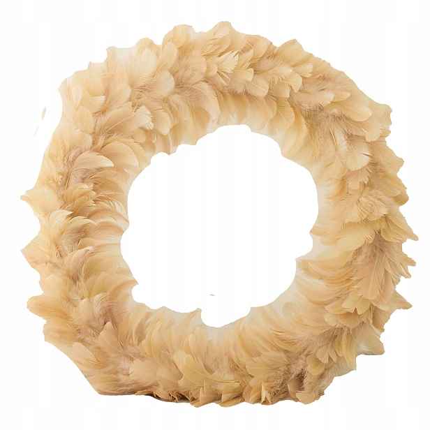 Dekorativní Věnec Z Přírodního Peří, béžový, průměr 32 cm Dekorace Peří