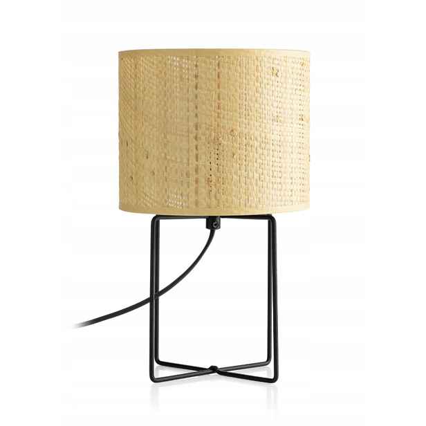 Luminex Černá ratanová stolní lampa Abažur E27 15W Geometrická