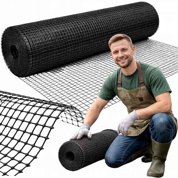 Plotová Síť Plastová Očka 15x15 mm Pvc Stavební Černá 08,x50 m