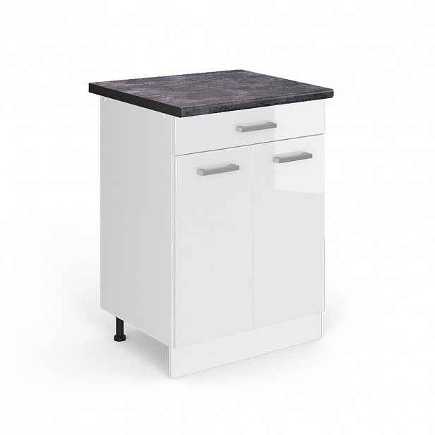 Vicco SPODNÍ SKŘÍŇKA KUCHYŇSKÉ LINKY R-Line Bílá vysoký lesk 60 cm se zásuvkou, PD Antracit