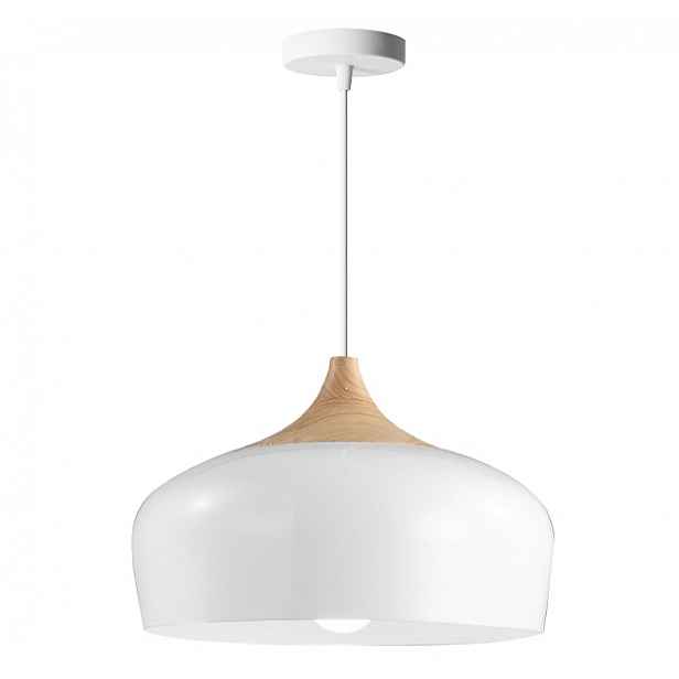 Závěsná Lampa Moderní Bari Dřevo Velká Bílá