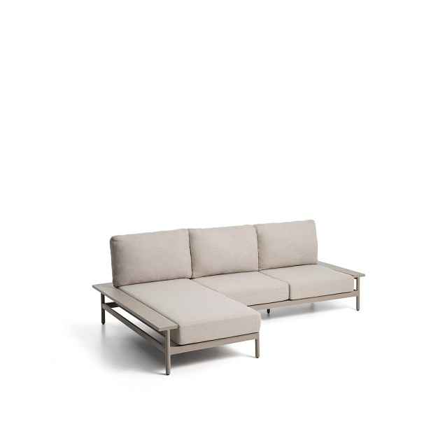 Béžová/taupe čalouněná zahradní pohovka (levý roh/s lenoškou) Vathi – Kave Home