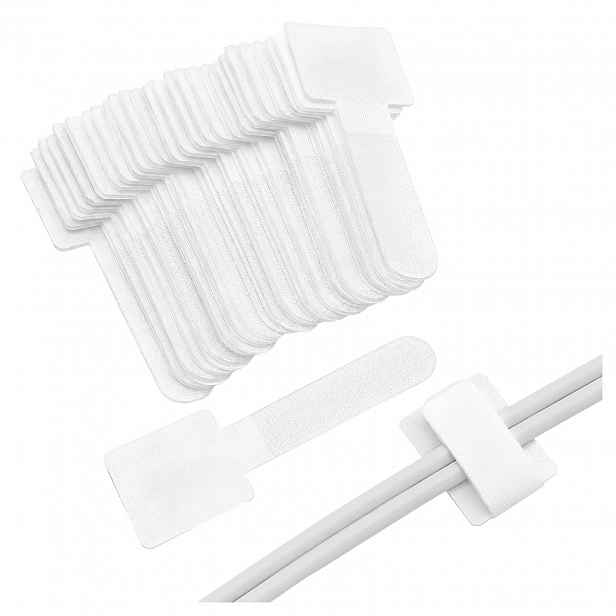 Držák na kabely Samolepicí Bílý Nylon Řepka pro nabíječku 9x3 Cm 50 ks