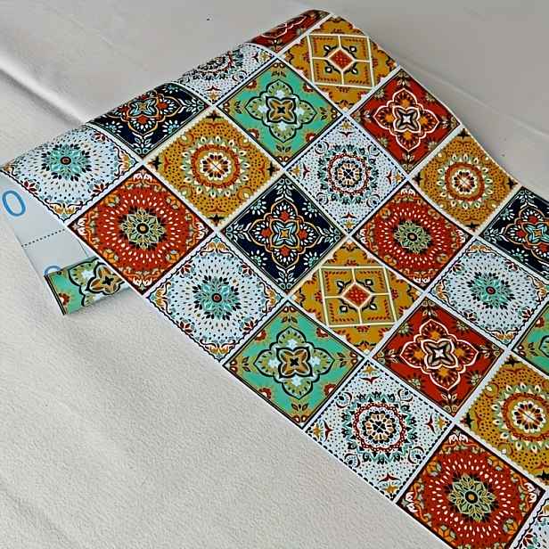 TEMU Bohemian červené samolepky vhodné na skříňky, stěny, pracovní desky, jídelní stoly, kontaktní papír, s mozaikovým designem, dostupné v rolích,