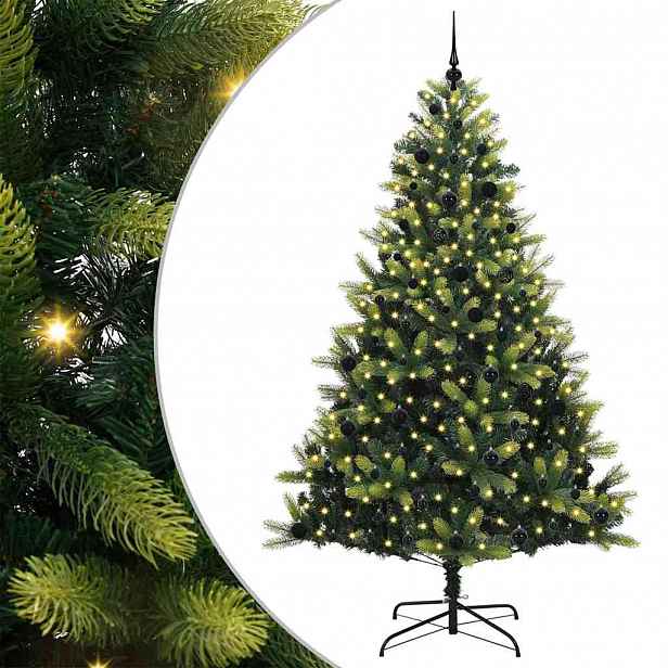 vidaXL Umělý skládací vánoční stromeček 300 LED Zelená 240 cm PVC a PE