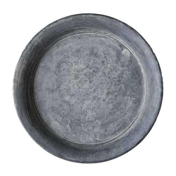 Zinkový antik plechový kulatý dekorační podnos / svícen Dorié - Ø 13*1,5 cm Sommerfield
