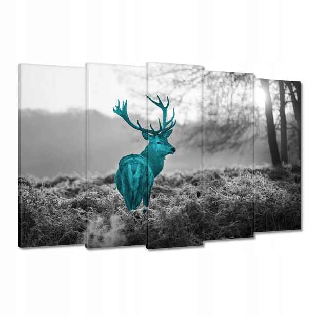 Obrazy 150x95 Tyrkysový jelen s parožím