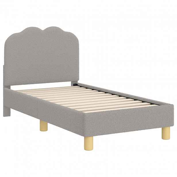 vidaXL Rám postele pro batole s čelem Světle šedá 70 x 140 cm Bouclé