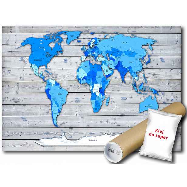 Vinylová fototapeta Mapa světa dřevo 368x254