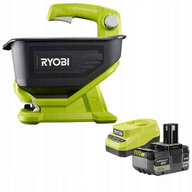 Ryobi Akumulátorový Secí Stroj Rozmetadlo 4 Litry OSS1800 Nabíječka Aku 5Ah