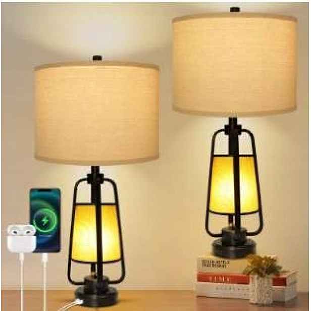 Stolní stolní Led lampa s dotykovým stmíváním a béžovým stínítkem