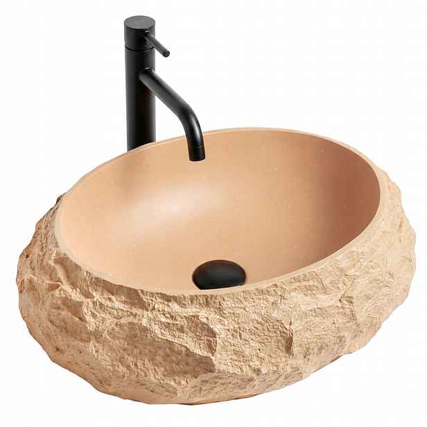 Umyvadlo Na Desku Oválné Rea Mika Light Terracotta Imitace Kamene Béžová
