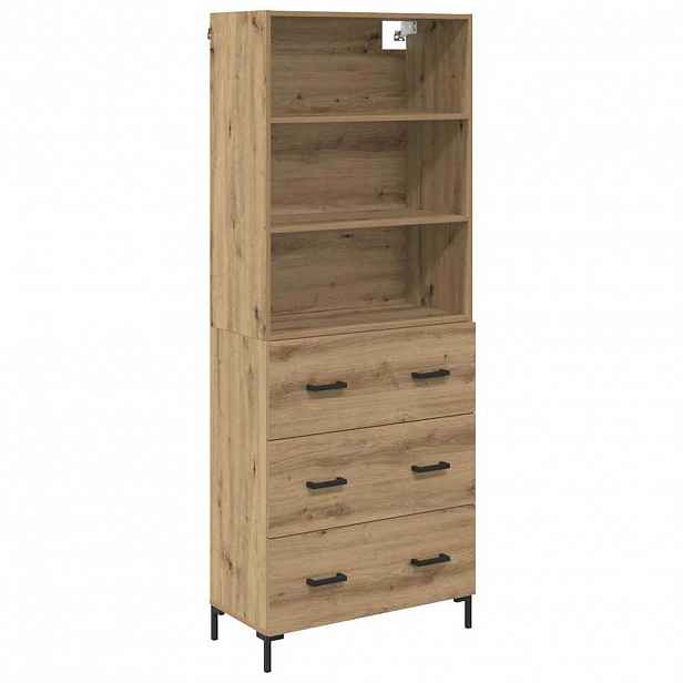 vidaXL Vysoký bufet Artisanový dub 69,5 x 34 x 180 cm Kompozitní dřevo