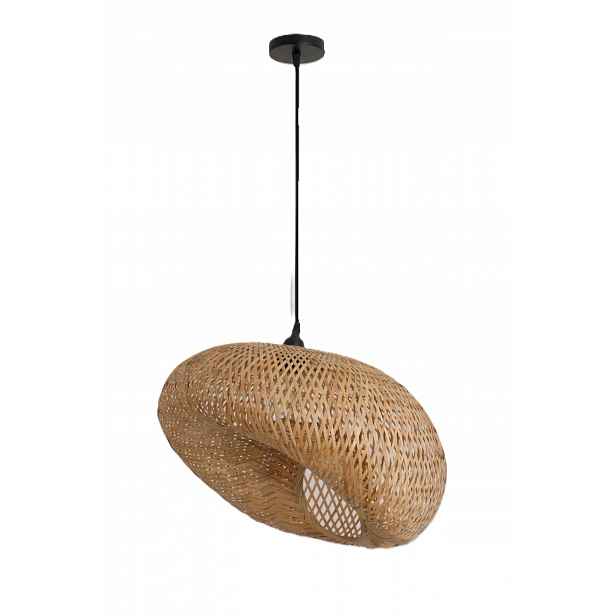 Malá stylová závěsná lampa Boho 1xE27 Pletené bambusové stínítko přírodní