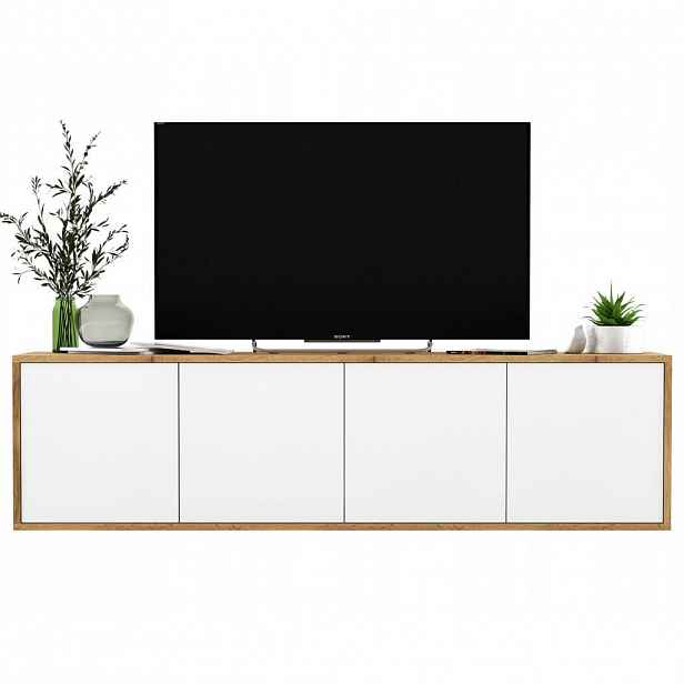 Meble Lindner TV stolek Apollo2 dub Wotan / bílá matná 150 cm